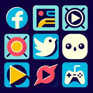 a collage of digital logos for popular teen social media websites